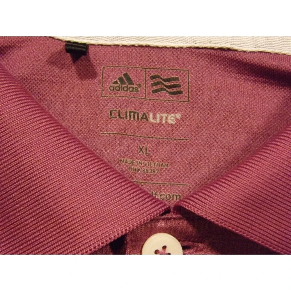 Adidas Golf Polo Mens XL Climalite Purple Short Sleeve 3 Button‎ Collared Shirt